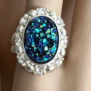 🆕 blue druzy ring size 8 925 silver